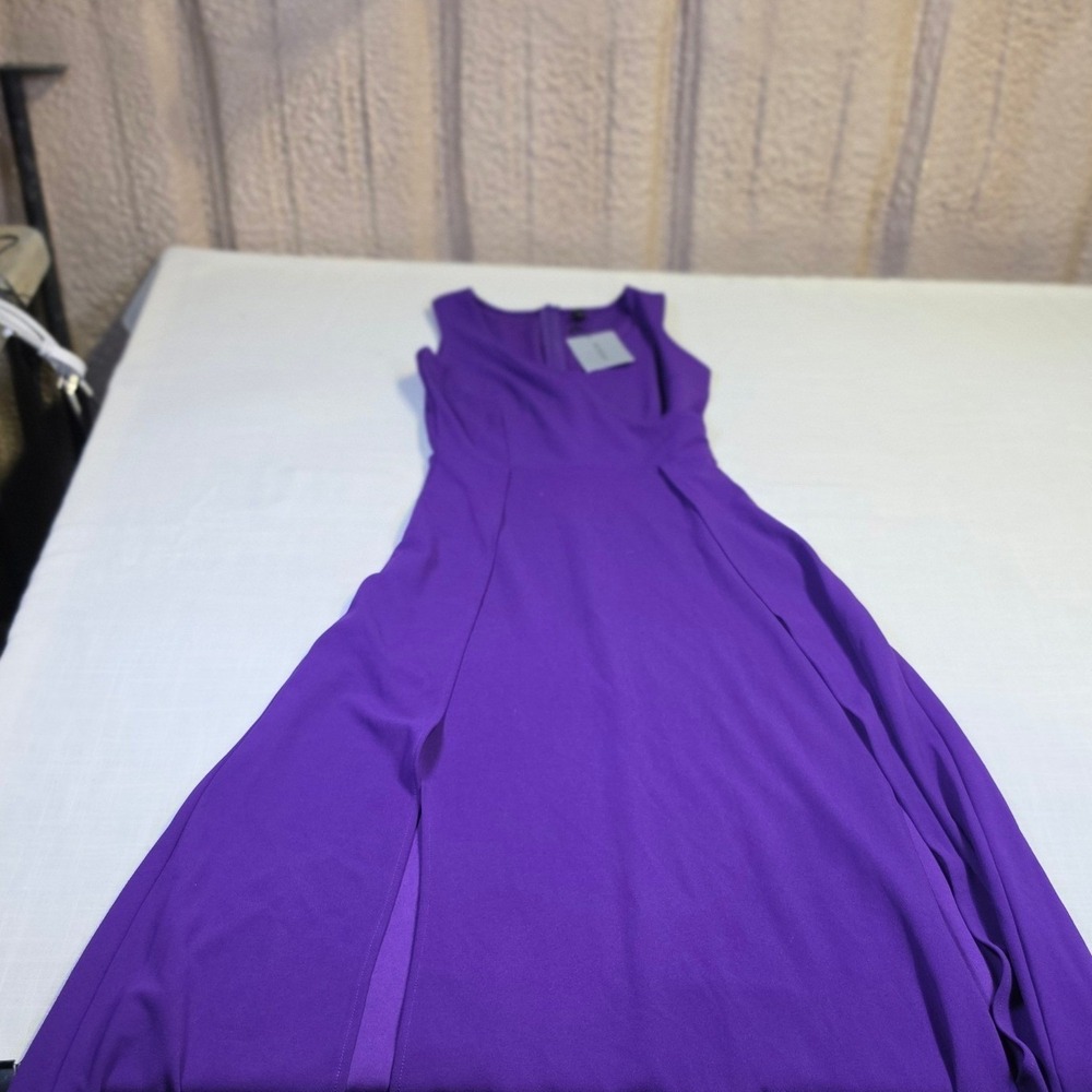 Mushare Purple Sleeveless V-Neck Maxi Dress Side Slit Formal Gown NWT